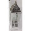 White Wooden Lantern with Metal Top Square 75cm