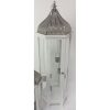 White Wooden Lantern with Metal Top Hex H125cm