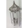 White Wooden Lantern with Metal Top Hex H75cm