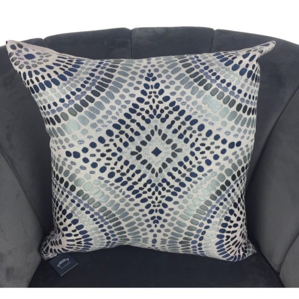 Grey White Blue Diamond Cushion Cover 44x44cm