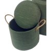 Wooden Round Stools Green Small