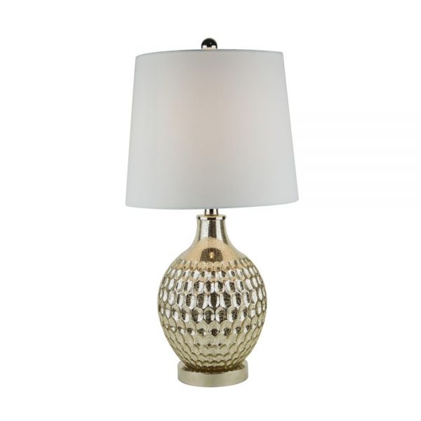 Speckled Glass Metal Base Lamp White Shade H61cm