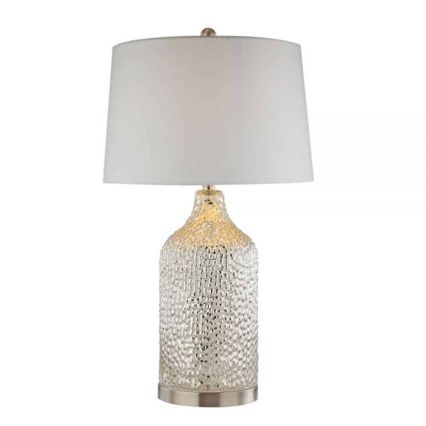 Silver Glass Lamp & White Shade H72 x 40cm