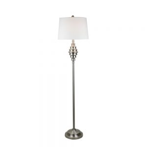 Floor Lamp with Silver Base and White Shade H157cm