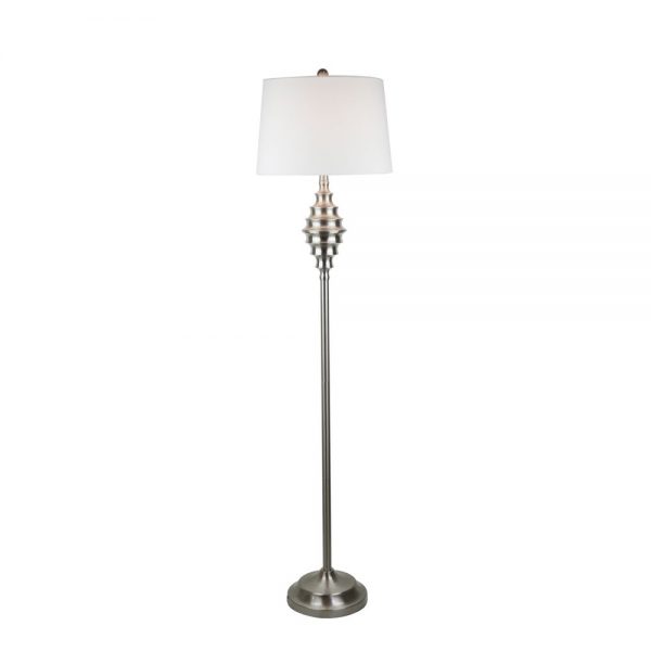 Floor Lamp with Silver Base and White Shade H157cm