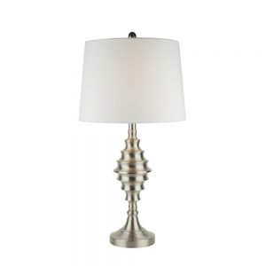 Table Lamp with Silver Base and White Shade H70cm