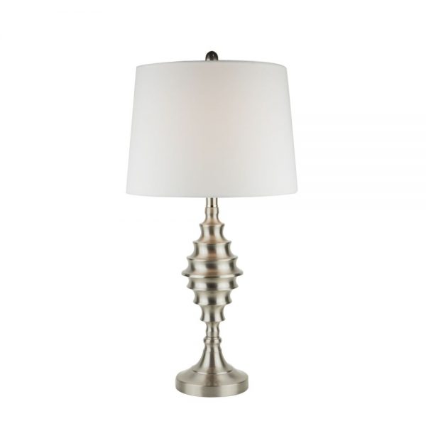 Table Lamp with Silver Base and White Shade H70cm