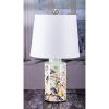 Cylinder Table Lamp Birds Design White Shade H60cm