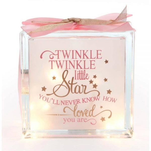 Twinkle - Girl in Pink Glass Block