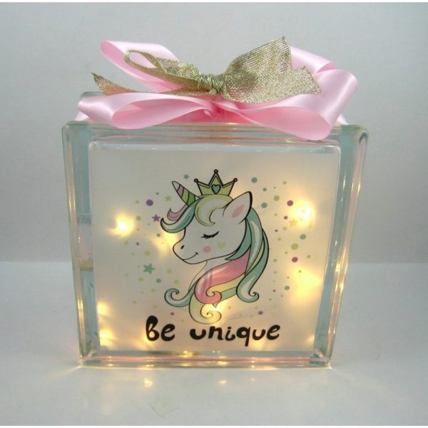 Unique Unicorn Glass Block