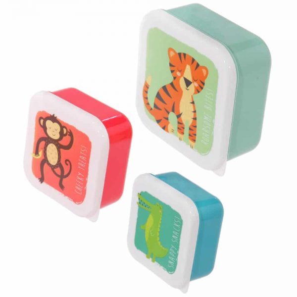 Set of 3 Lunch Boxes Zoo Animals