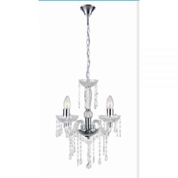3 Arm Chandelier Clear