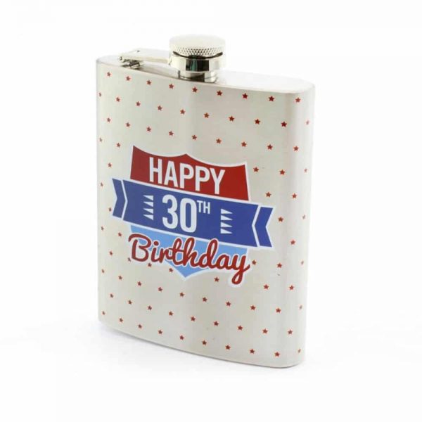 Stainless Steel Hip Flask 30th Birthday