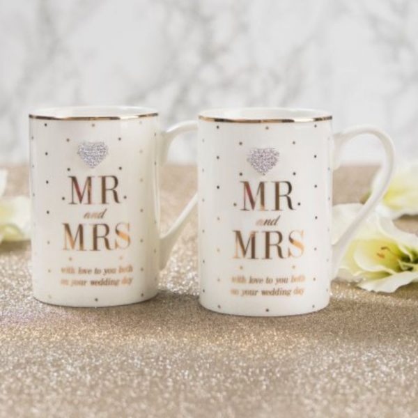 Mad Dots Mr & Mrs Wedding Day Mugs