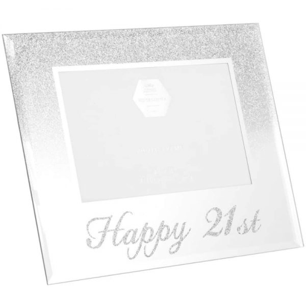 Silver Glitter Happy 21st Frame 4x6in