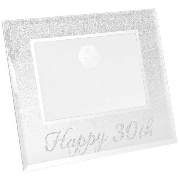 Silver Glitter Happy 30th Frame 4x6in