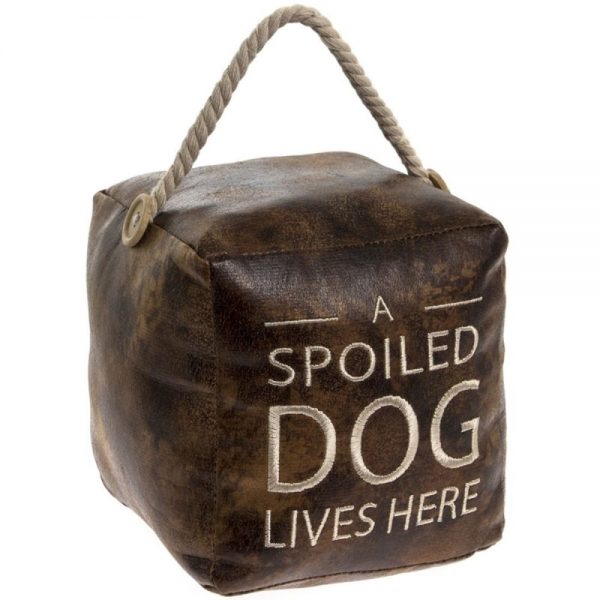 Faux Leather Dog Door Stop