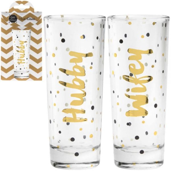 Shot Glasses Hubby and Wife Set of 2