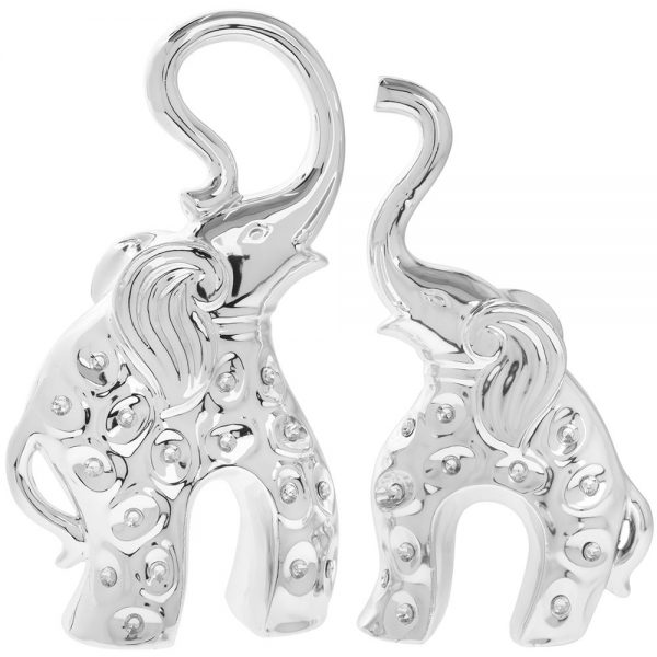 Silver Elephant Pair 26x15cm