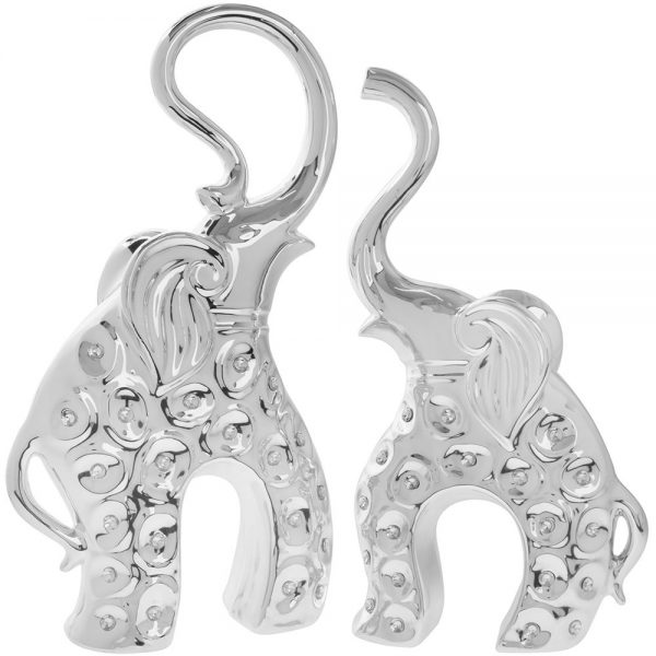 Silver Elephant Pair 34x19cm