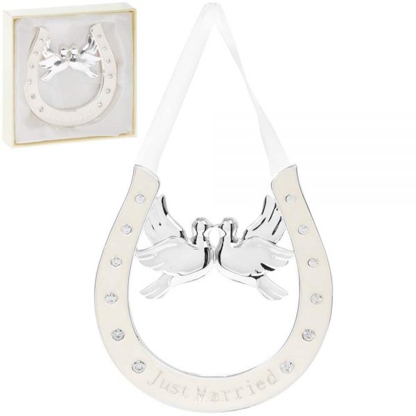 Silverplated Horseshoe Loving Doves