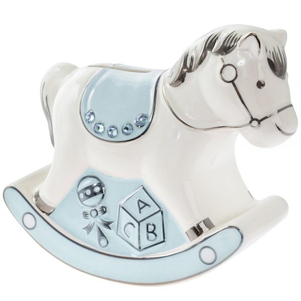 Blue Rocking Horse Money Bank