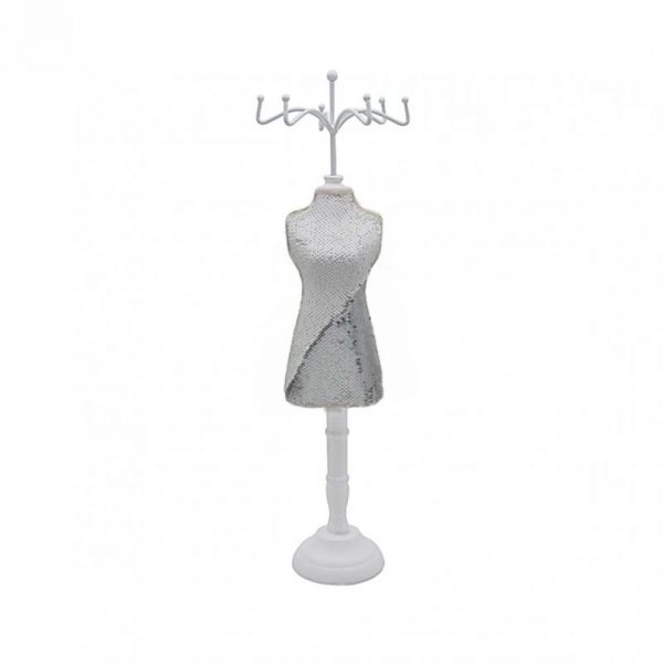 Sequin Mannequin White and Silver 58x14cm