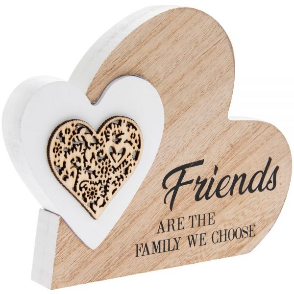 Double Heart Plaque Friends 15x12x2cm