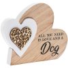 Double Heart Plaque Love and Dog 15x12x2cm