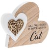 Double Heart Plaque Love and Cat 15x12x2cm