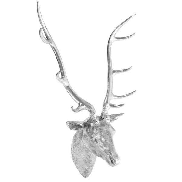 Large Silver Stag Head Wall Mounted H70cm