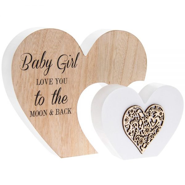 Sentiments Double Heart Babygirl 22x16x3cm