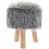 Grey Furry Stool Round