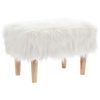 White Furry Stool Rectangle 25cm