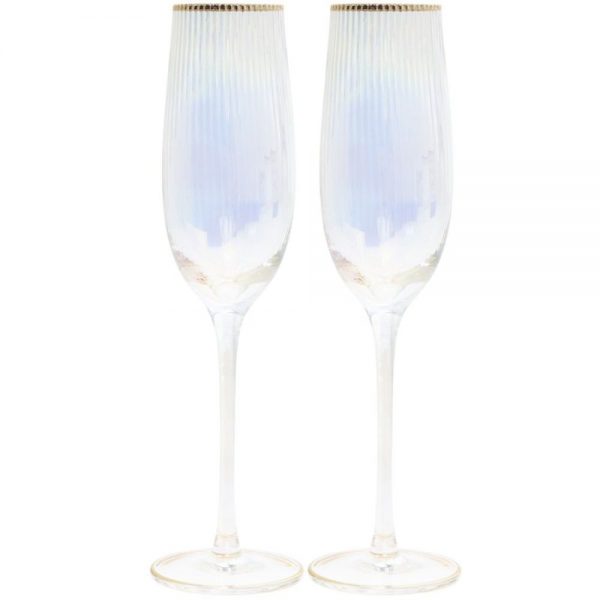 Lustre Ribbed Flutes Set of 2