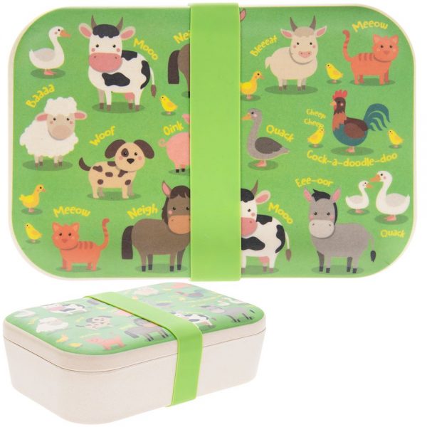 Bamboo Eco Lunch Box Farmyard 19x13x6cm