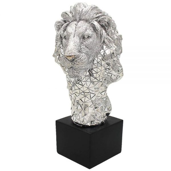 Silver Art Lion Bust
