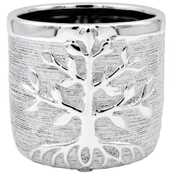 Silver Art Tree of Life Planter