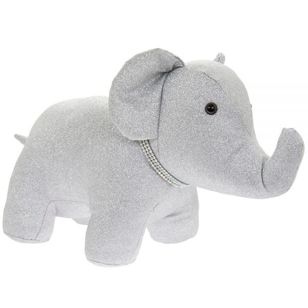 Silver Bling Elephant Doorstop - 44x20x23