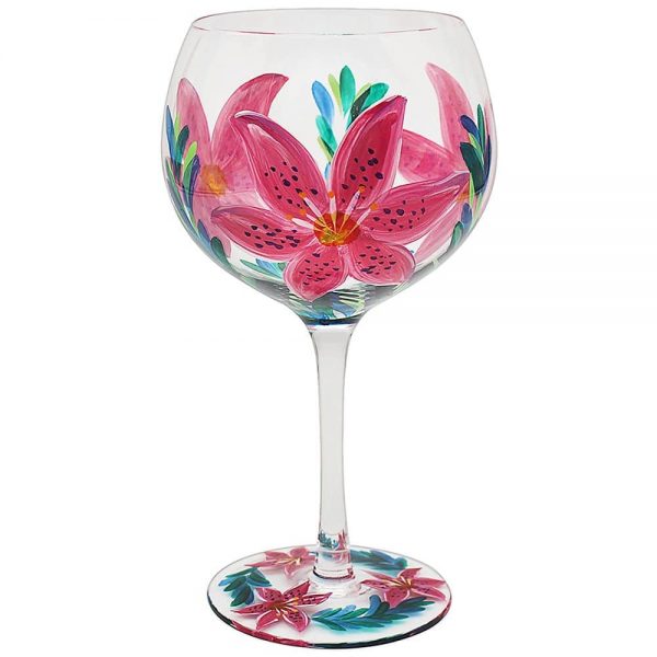 Lily Hand Painted Gin Glass 21x9cm
