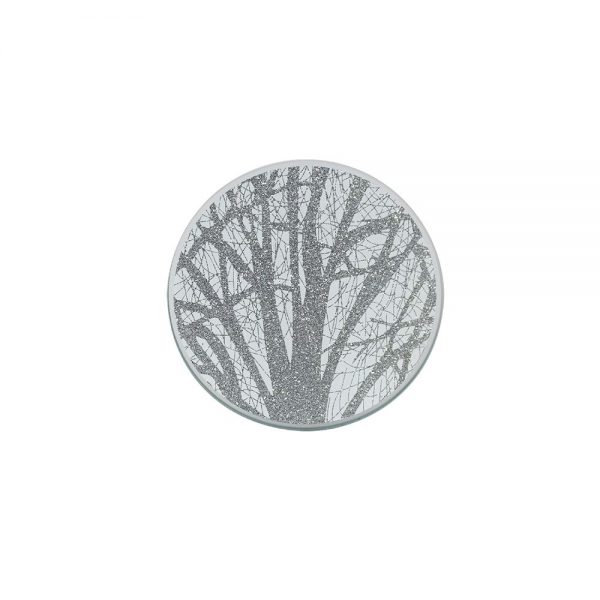 Silver Woodland Candle Plate 10cm