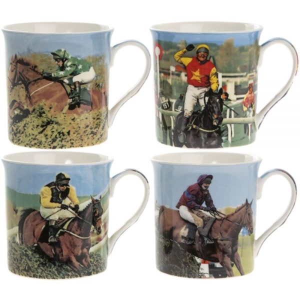 Race Horses Mugs Set of 4