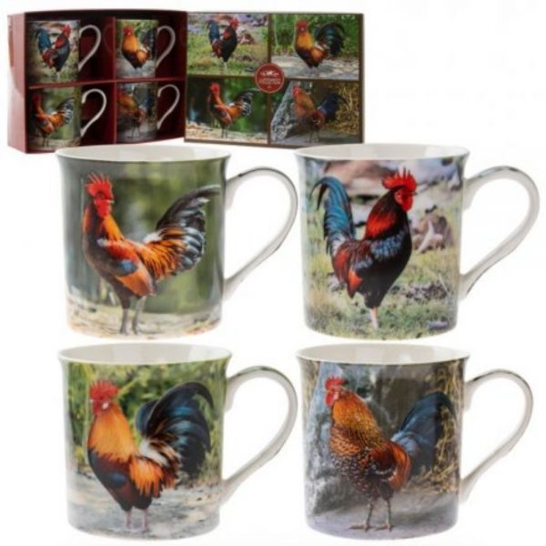 Cockerel Mugs Set of 4