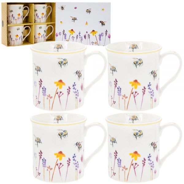 Busy Bees Mugs Set of 4 12x8x9cm