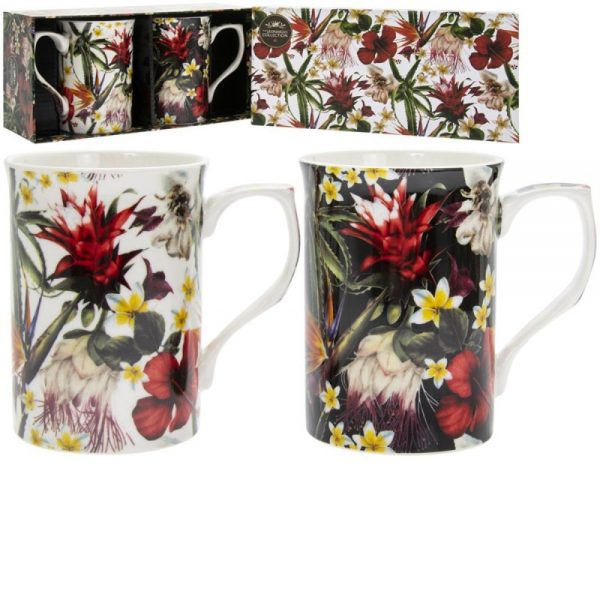 Hibiscus Mugs Set of 2