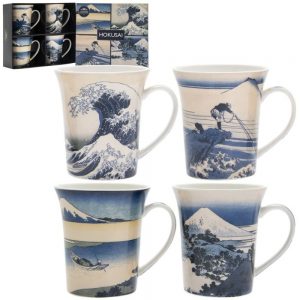Fuji Wave Hokusai Mugs Set of 4