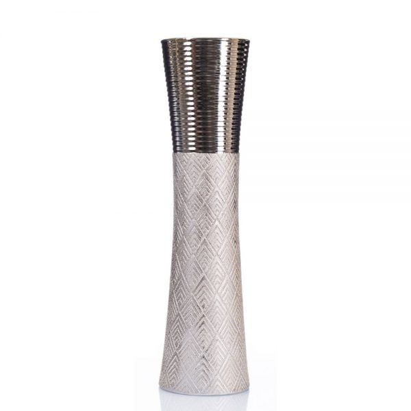 Champagne and Silver Waisted Vase H59cm