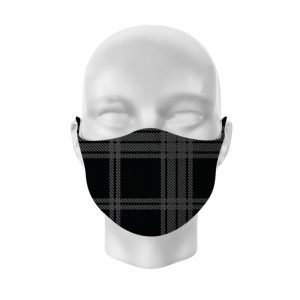 Black and Grey Tartan Reusable Face Covering Large