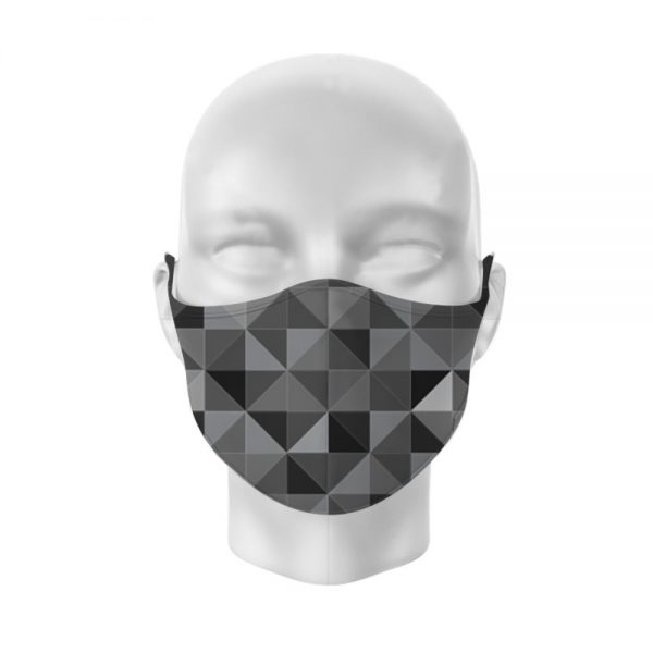 Black and Grey Triangles Reusable Face Mask Large