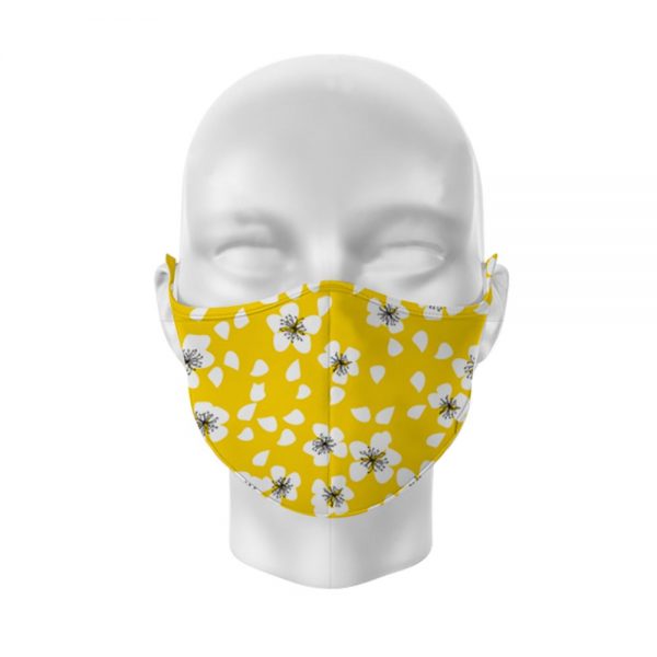 Yellow Floral Reusable Face Covering Large